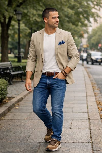 bej blazer ceketle günlük ama şık bir kombin