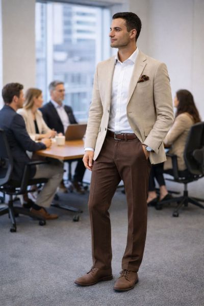 ofis ortamında bej blazer nasıl kombinlenir